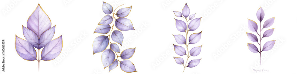 Poster a collection of botanical leaves showcasing various shapes and arrangements, highlighting their intr
