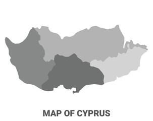 Cyprus Greyscale political map simple flat illustration