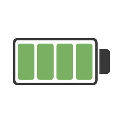 Three-quarters full battery indicator.  Green bars show remaining charge.  Simple, flat design.
