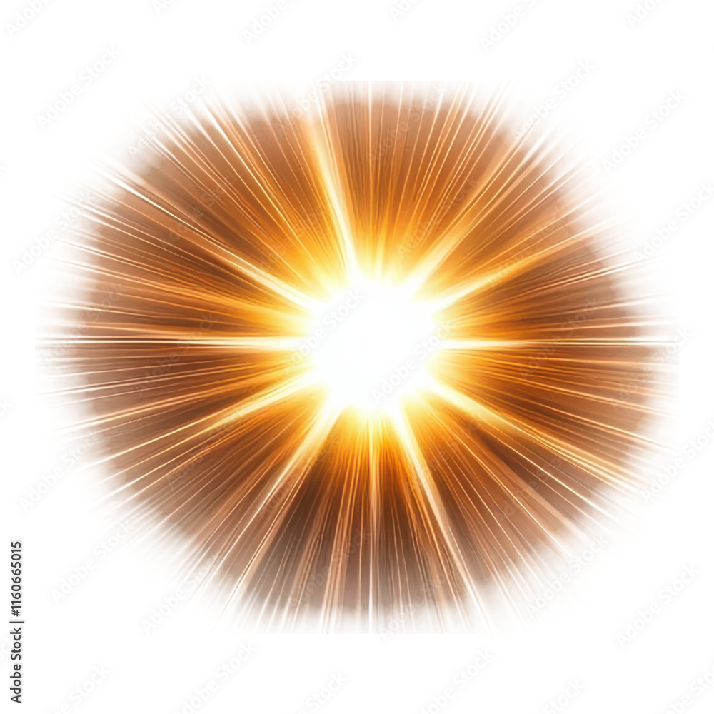 Aufkleber a radiant explosion of light with golden rays emanating outward, creating a striking visual effect.