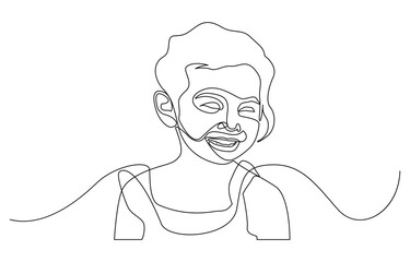 Baby boy sitting in continuous line art drawing style, Baby in womb one single line drawing. Cute unborn fetus baby on mother womb isolated on white background.