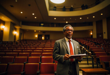 a man in a suit and tie holding a book