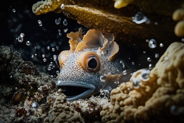 A close-up view of a fish swimming in the water, perfect for use in ocean or aquarium-themed designs