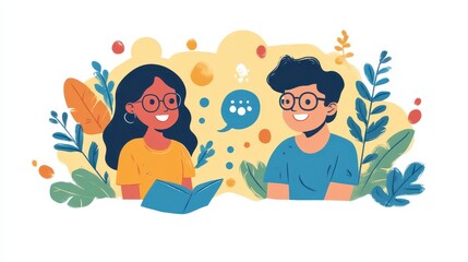 Engaging language exchange session with students practicing together outdoors