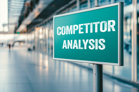 Competitor analysis message written on green metal signpost
