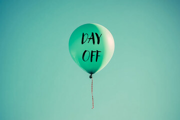 Day off message written on green balloon