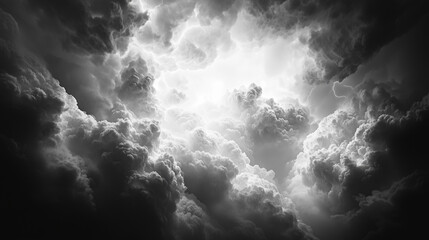 Obraz premium Dramatic Black and White Cloudy Sky for Atmospheric and Cinematic Themes