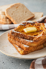 French Toast with Honey and Butter, Sweet Breakfast Delight, Delicious and Tasty Morning Treat