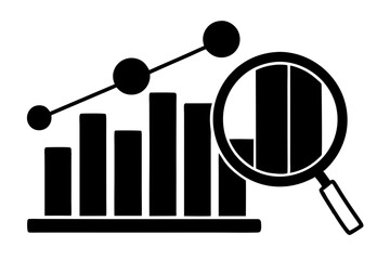 Financial forecast, Analysis and predict, business research, simple icon. Black icon on white background. Vector Design Market Research Icon Style
