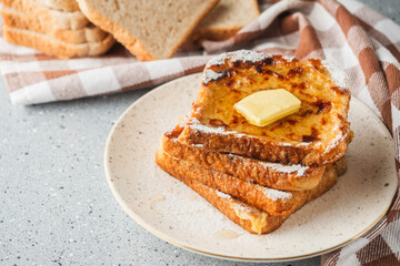French Toast with Honey and Butter, Sweet Breakfast Delight, Delicious and Tasty Morning Treat