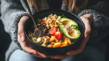 Woman seller offering fresh vegetables to customer on the market, Friendly woman tending an organic vegetable stall at a farmer's