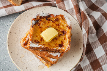 French Toast with Honey and Butter, Sweet Breakfast Delight, Delicious and Tasty Morning Treat