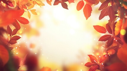 Autumn leaves frame with bokeh background. (1)