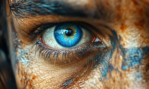Warrior's Gaze: A Close-Up of a Determined Eye