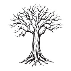 tree  silhouette with roots