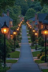 Urban landscape with city lights and adjacent forest, ideal for use in urban planning or nature conservation projects