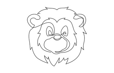 Continuous one single line drawing of lion. Lion minimalism line art design vector illustration, One line design silhouette of lion. Hand drawn minimalism style.vector illustration.
