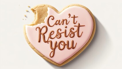 Delicious heart-shaped cookie with a playful message of love baked with creativity.