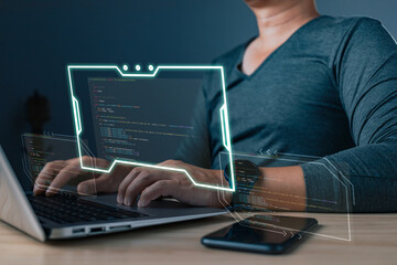 A programmer engaged in coding demonstrates the essence of technology, merging skill and innovation...