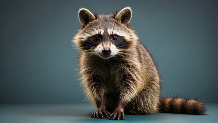 Fototapeta premium Charming Raccoon Isolated on Background: A Glimpse into Wildlife