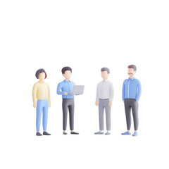 Four diverse professionals engage in a collaborative discussion., isolated on a transparent background.