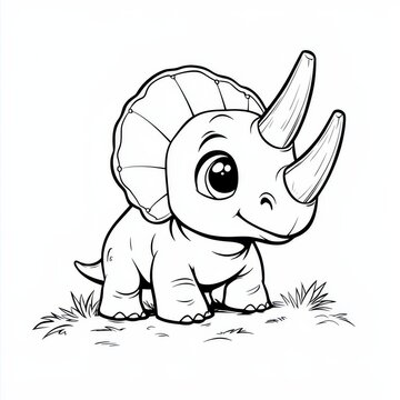 recommend clip art: Cute Triceratops Dinosaur Cartoon Illustration 