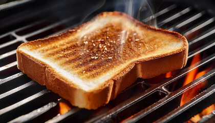 Fry toast bread on grill