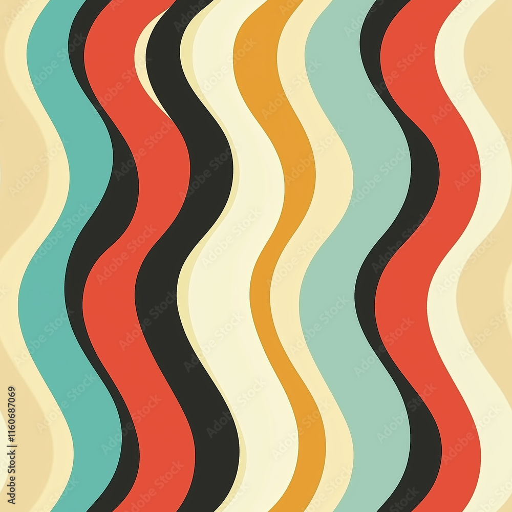 Poster trending modern seamless pattern of colorful waves artistic background vibrant design abstract style