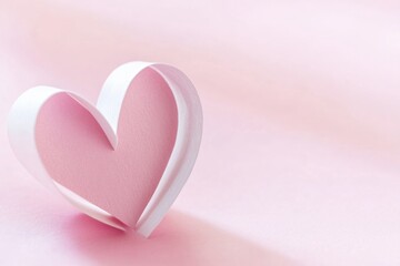Fototapeta premium A paper heart on a bright pink background
