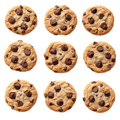 Delicious Homemade Chocolate Chip Cookies Isolated on transparent Background