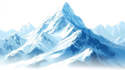 Snow-Capped Mountains Isolated on White Background: Nature, Adventure, Travel, and Environmental Concepts