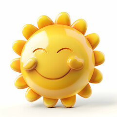Fototapeta premium Cheerful Smiling Sun Icon with Bright Yellow Color and Happy Expression