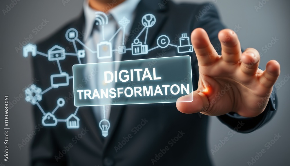 Aufkleber Digital Transformation Strategy: Optimizing Business Processes, Data, and Customer Service Through Automation and Cloud Computing