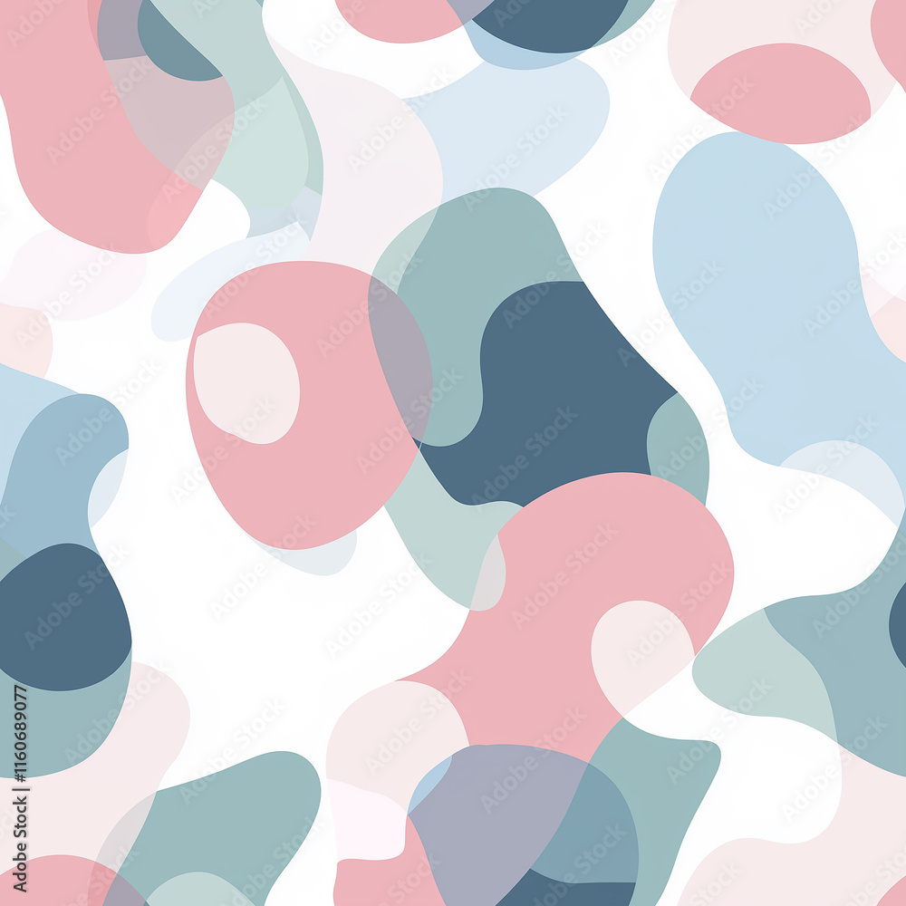 Aufkleber abstract pattern with soft pastel colors and organic shapes on a light background, creating a modern