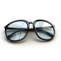 Stylish Black Sunglasses with Reflective Lenses on White Background