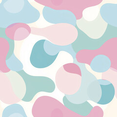 Abstract pattern featuring soft pastel shapes in pink, blue, and green hues on a light background, creating a playful and modern design.