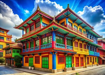 Naklejka premium Colorful Building AI Art - Striking Architecture