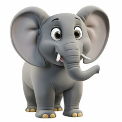 Fototapeta premium Cute Cartoon Elephant Character with Cheerful Expression and Friendly Pose