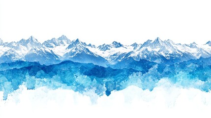Snow-Capped Mountains Isolated on White Background: Nature, Adventure, Travel, and Environmental Concepts
