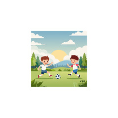 Fototapeta premium chicos jugando futbol