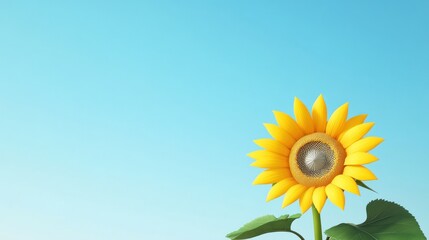 Obraz premium A vibrant sunflower against a clear blue sky.