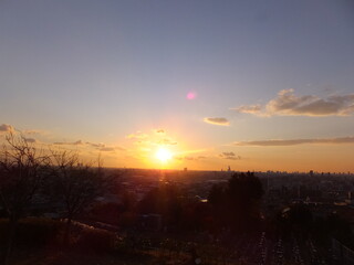 美しい大阪平野の夕焼け（日本）