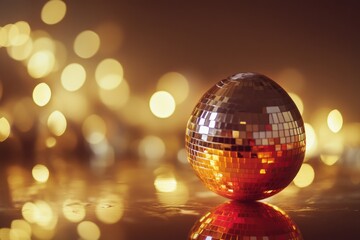 Obraz premium A disco ball sits atop a reflective surface, ready for a party or celebration