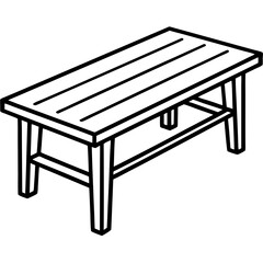 Wooden Table Outline Illustration in Black and White