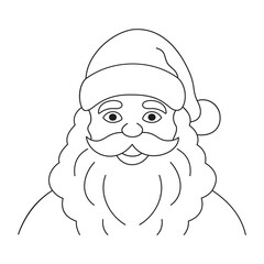 Jolly Santa Claus Line Art Black and White Holiday Illustration