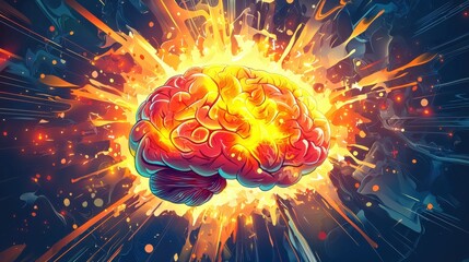 Fototapeta premium Explosive ideas creative brainstorming digital art inspiring environment vibrant viewpoint conceptual thoughts
