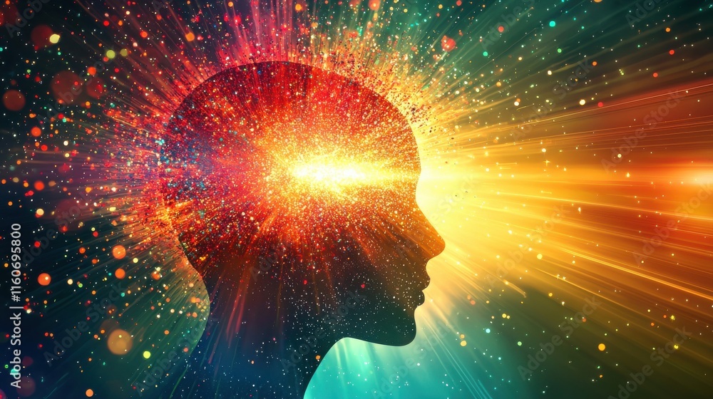 Aufkleber innovative ideas exploding within the mind abstract concept digital art multicolored environment sid