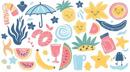 Summer Doodle Elements for Bright and Vibrant Designs