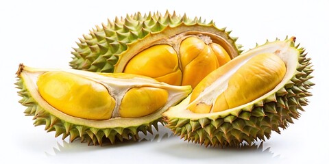Fototapeta premium Durian Fruit Slices - Fresh & Delicious Isolated