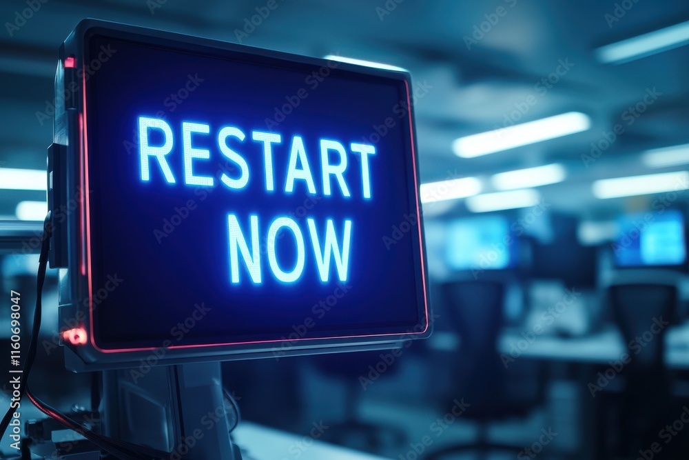 Poster neon blue warning sign displaying 